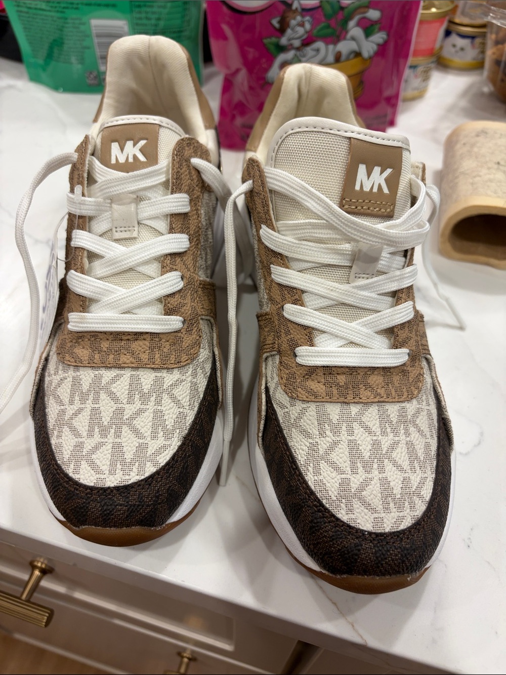 Michael Kors women’s Brown & Cream Logo Sneakers